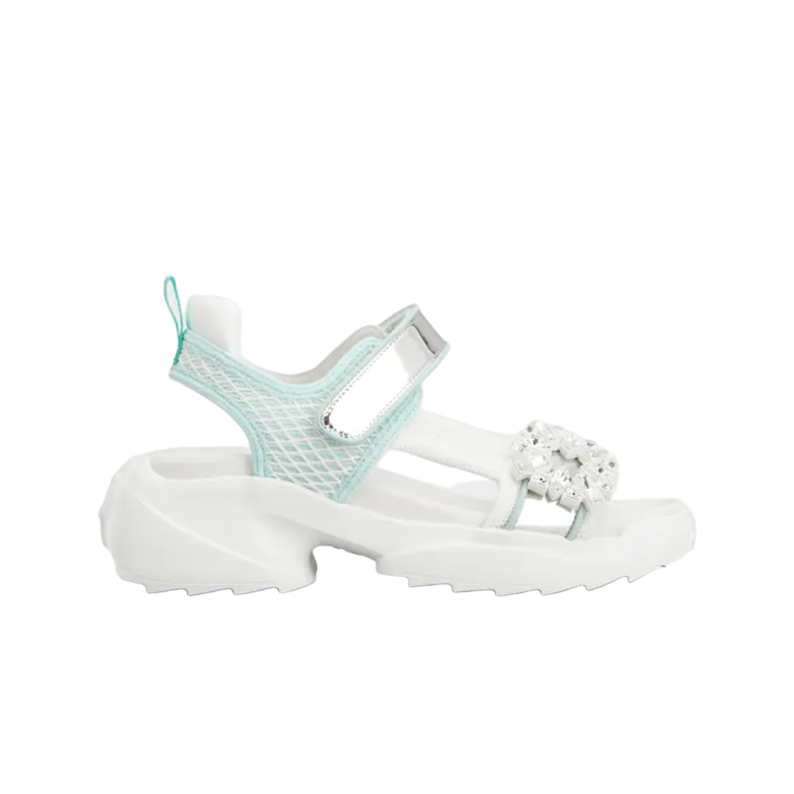 (W) 로저 비비에 비브 온 더 런 샌들 화이트 그린((W) Roger Vivier Viv On The Run Sandal White Green)
