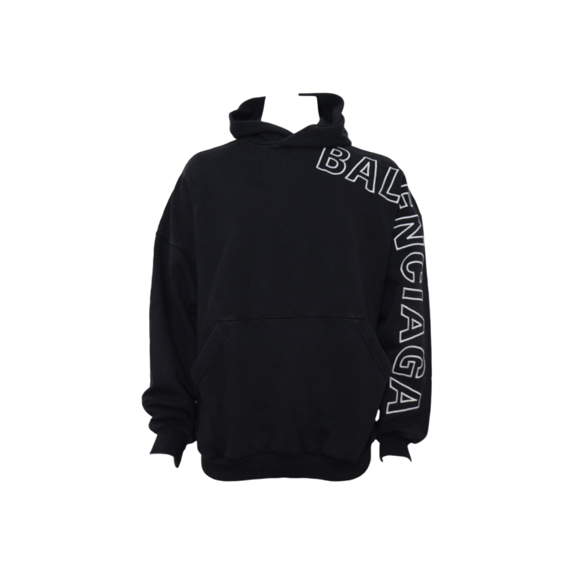 발렌시아가 739024 네이비 코튼 아웃라인 로고 남성 후드 티셔츠aa63765(Balenciaga Navy Cotton Outline Logo Men Hoodie) - 1