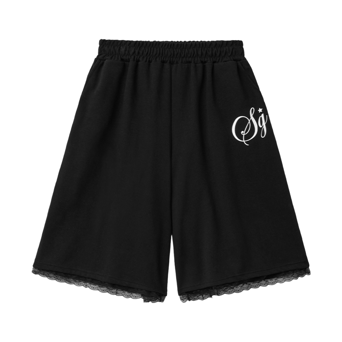 슬릭글로우 레이스 밴딩 버뮤다 팬츠 블랙(SLEEKGLOW Lace Banding Bermuda Pants Black)