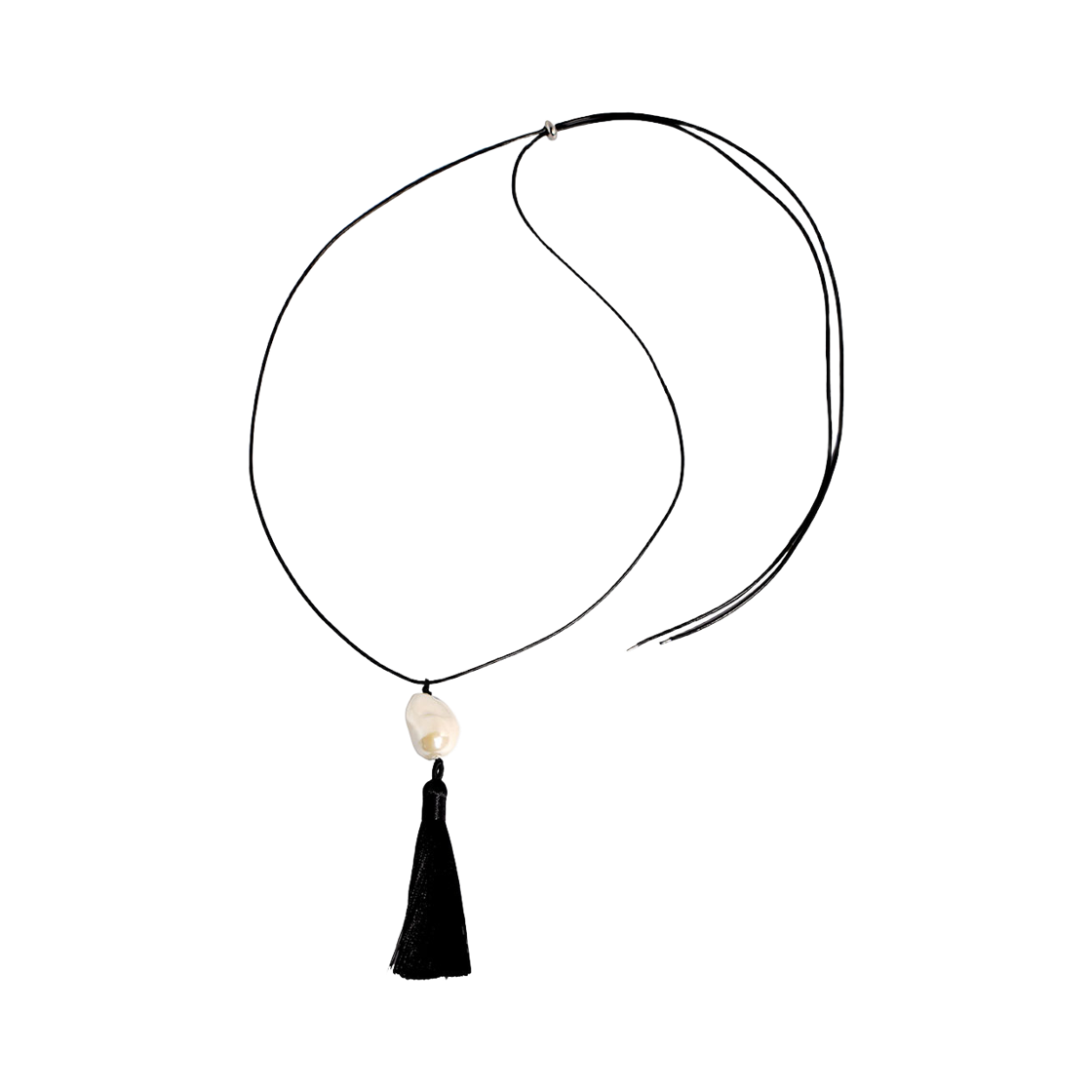 L261MNK190 lovememonster Zen Tassel Long Leather Necklace WHITE