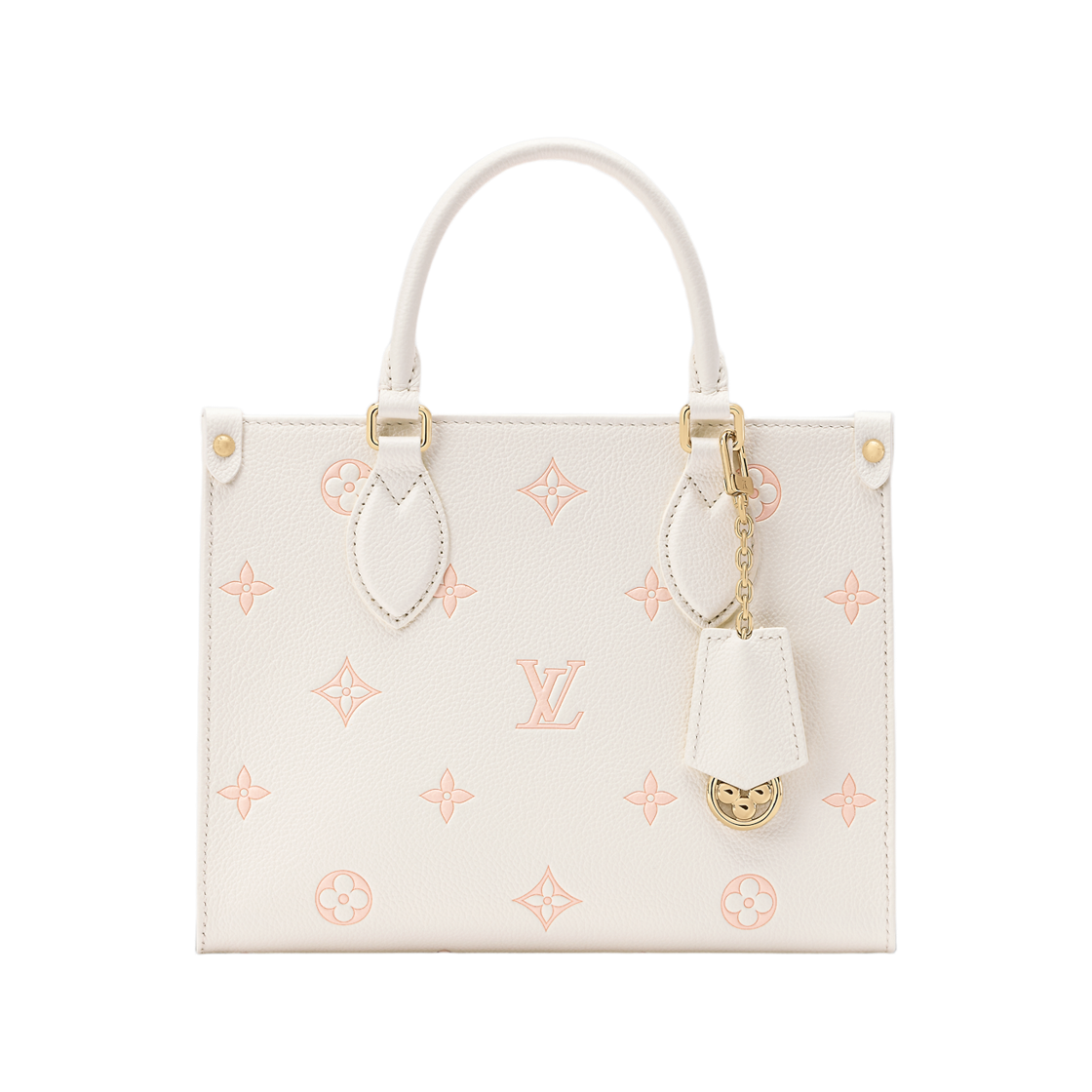 M28313 Louis Vuitton Onthego PM Bicolor Monogram Empreinte Leather Milky White Peach