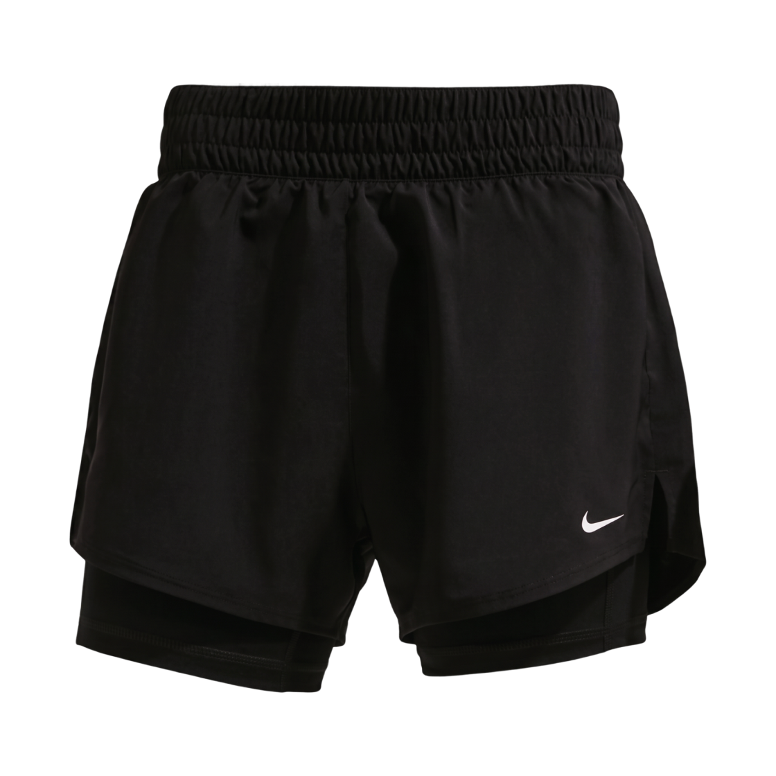 DX6016-011 (W) Nike One Dri-Fit High-Waisted 3 Inch 2-In-1 Shorts Black White (DX6016-011)