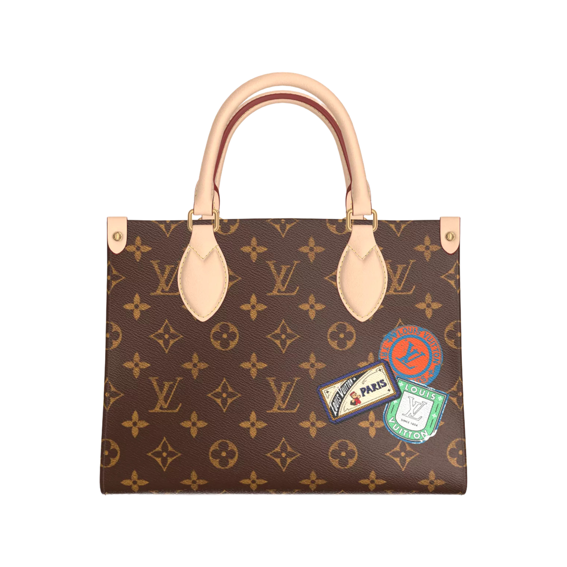 P01900 Louis Vuitton Onthego PM Monogram Coated Canvas Indigo Blue Safran Yellow