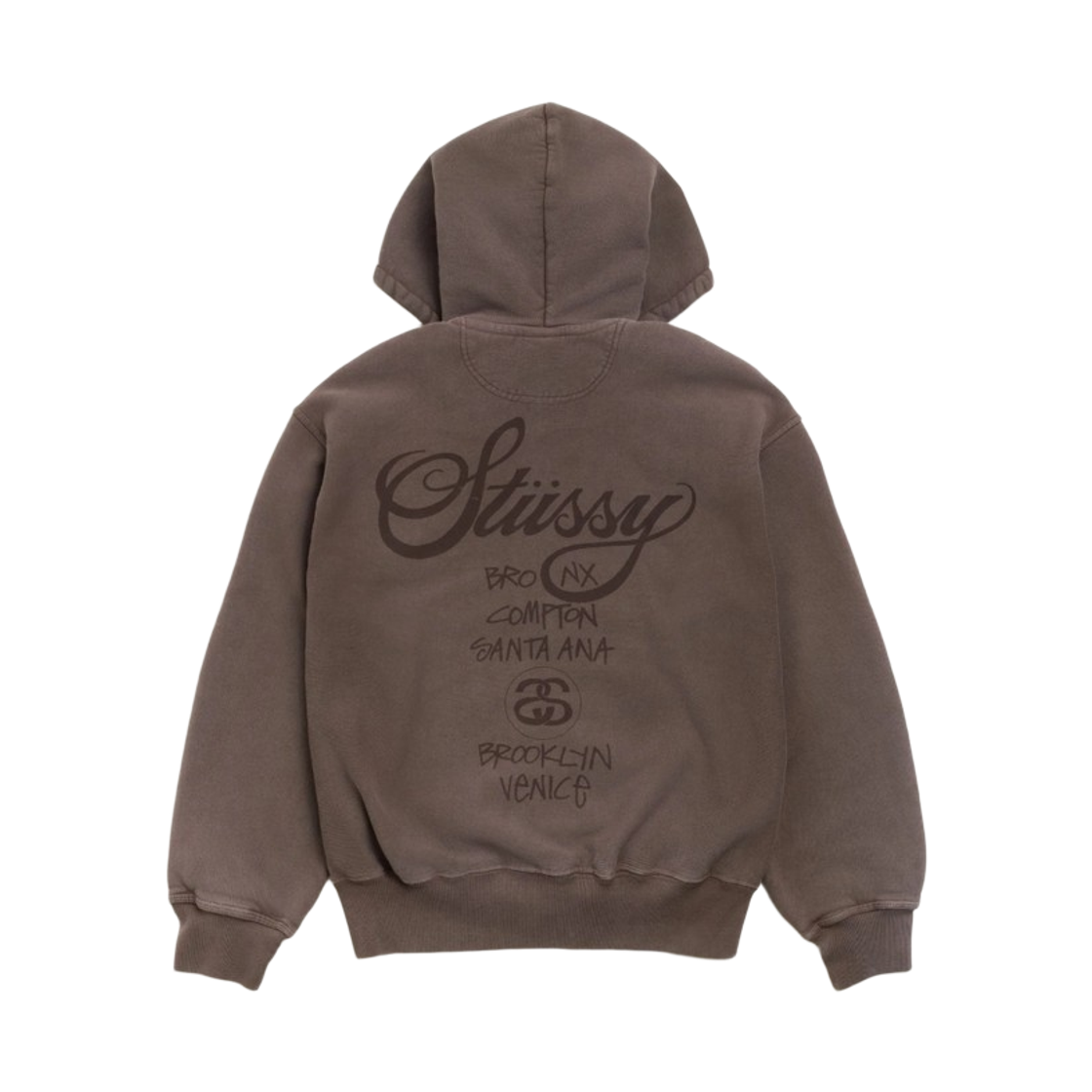스투시 월드투어 집 후드 썬 페이디드 브라운(Stussy World Tour Zip Hoodie Sun Faded Brown) - 2