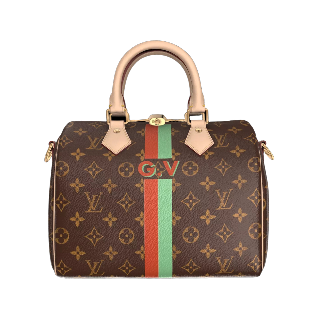 P01918 Louis Vuitton Speedy Bandouliere 25 Monogram Orange Light Green