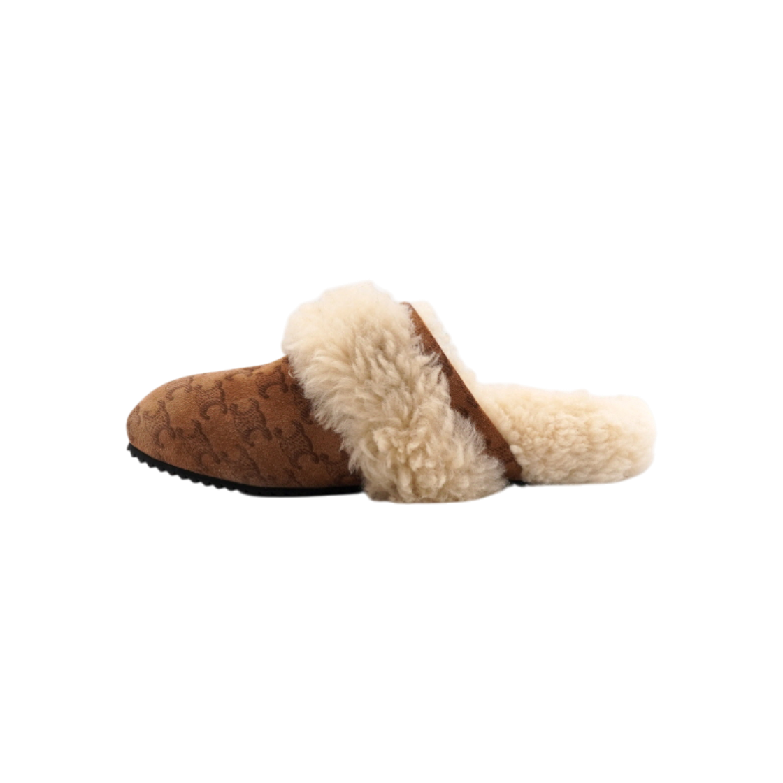 ITFKGNCTQJSV Celine Brown Beige Triomphe Shearling Mules
