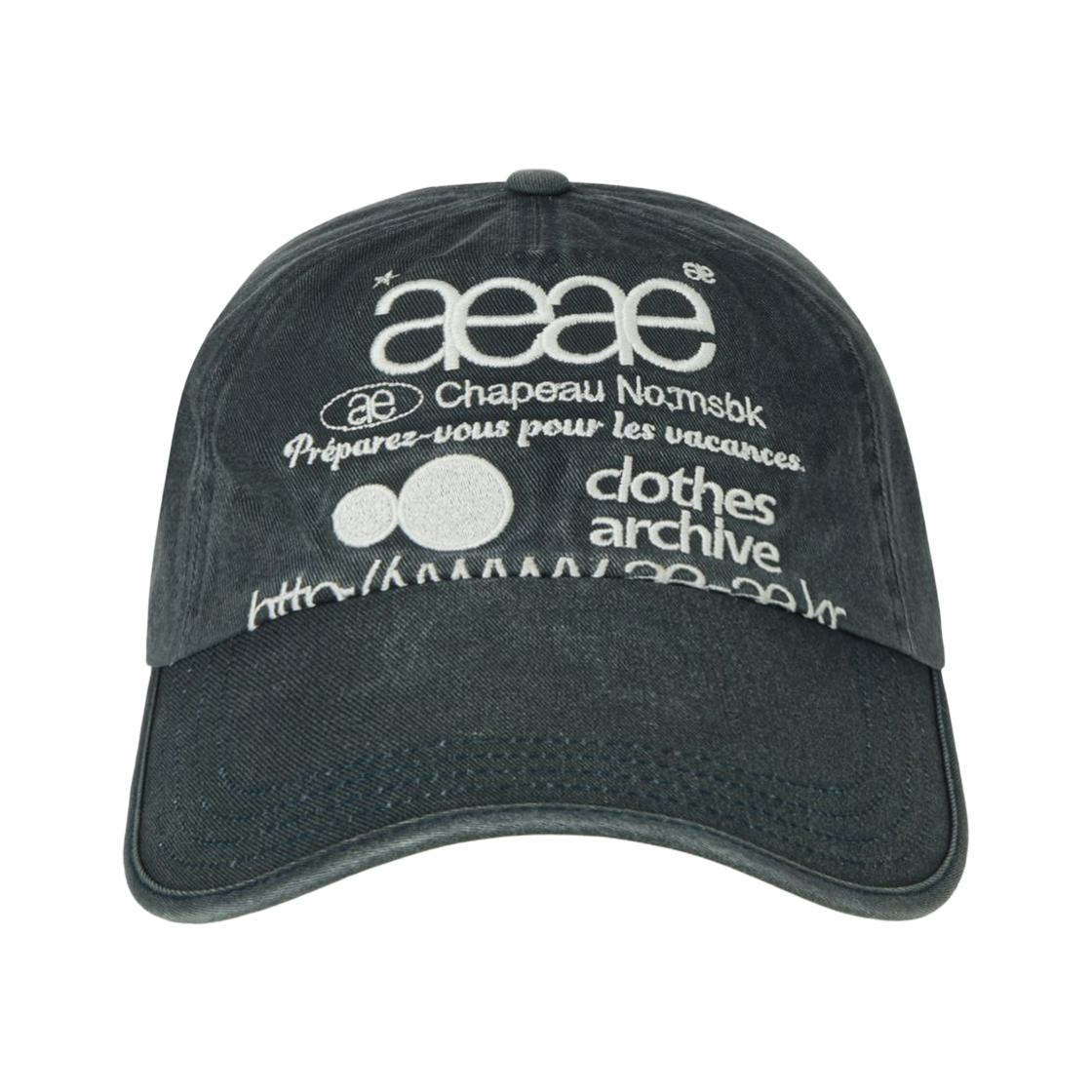 에이에이 웹 로고 워시드 5 패널 볼캡 네이비(Aeae Web Logo Washed 5 Pannel Ball Cap Navy)
