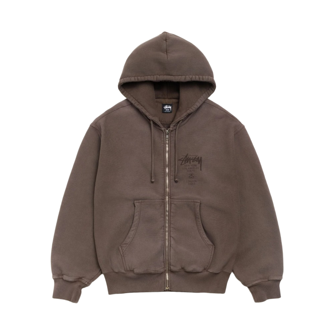 스투시 월드투어 집 후드 썬 페이디드 브라운(Stussy World Tour Zip Hoodie Sun Faded Brown) - 1