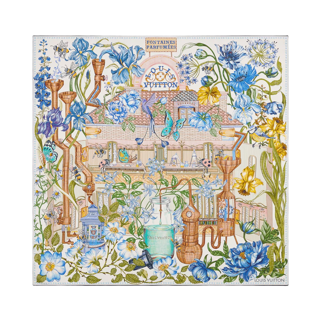 M98515 (W) Louis Vuitton Fontaines Parfumees Square 90 Bleu