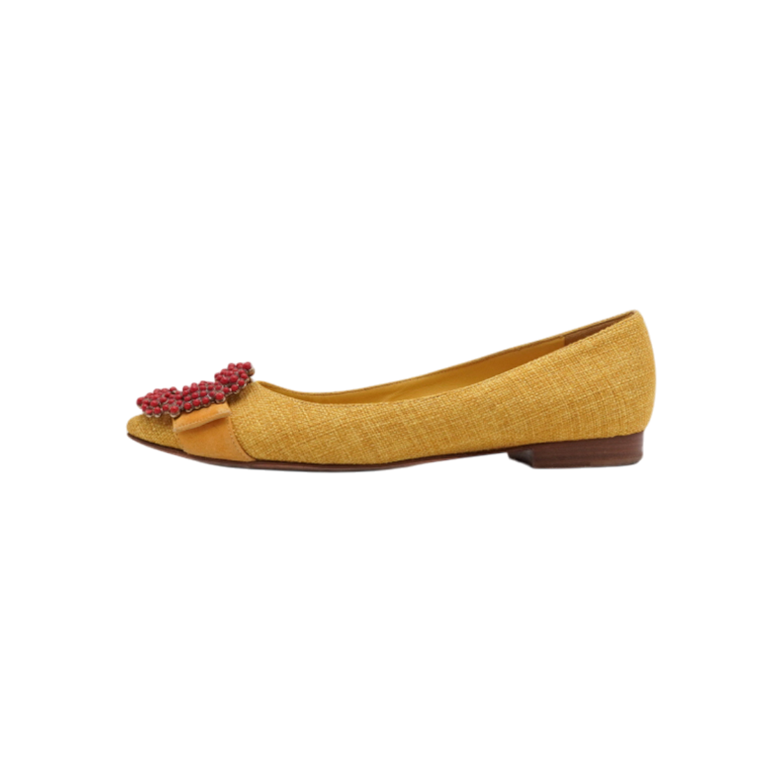 ITV4HWAS863W Manolo Blahnik Yellow Fabric Hangisi Flats