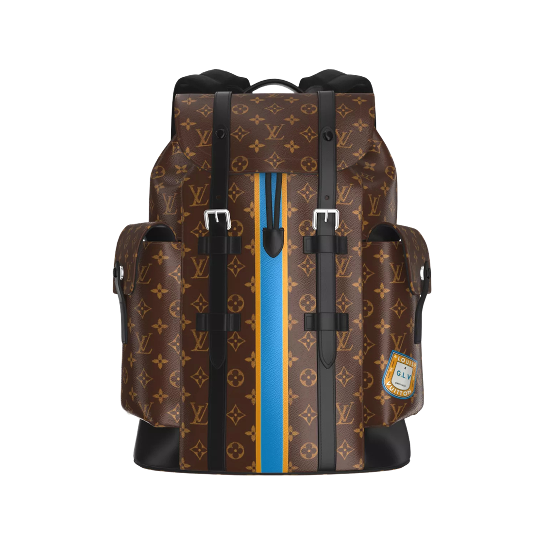 P01954 Louis Vuitton Christopher MM Monogram Safran Yellow Gaston Blue