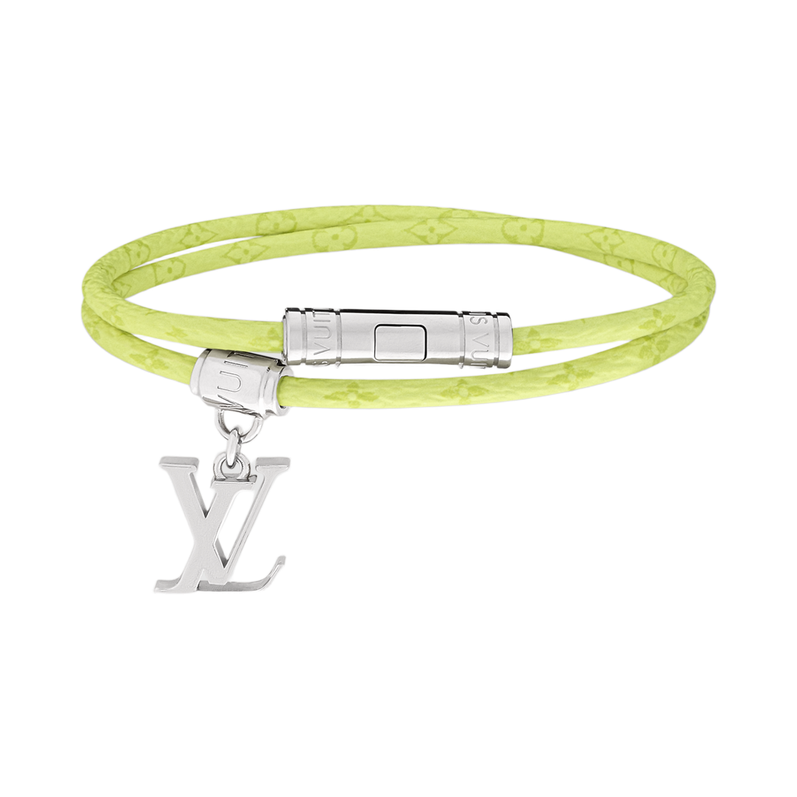 M8972E Louis Vuitton Monogram Double Tour Bracelet Canvas Lemon Yellow Silver