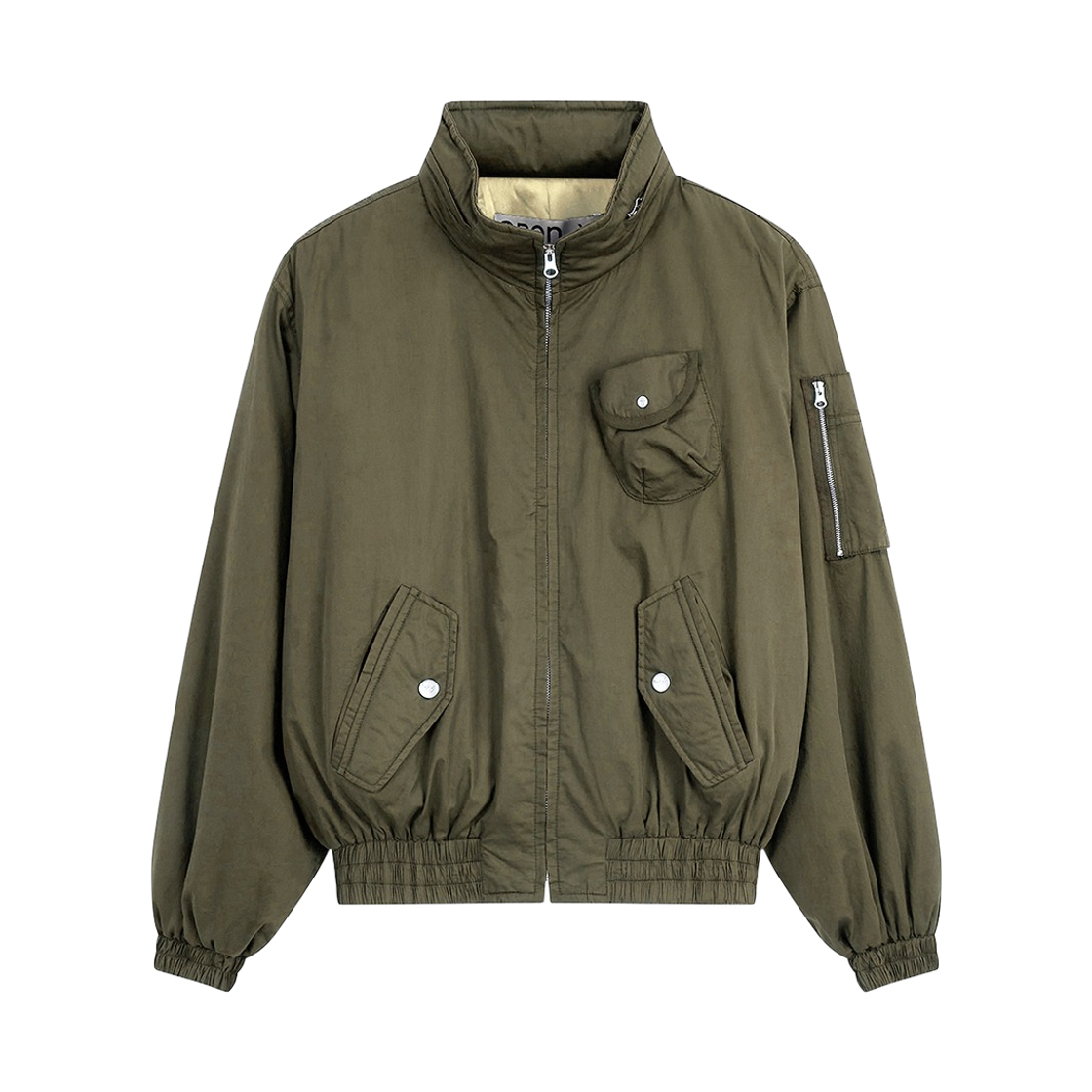 (W) 오픈 Yy 코튼 카고 봄버 카키((W) Open Yy Cotton Cargo Bomber Khaki)