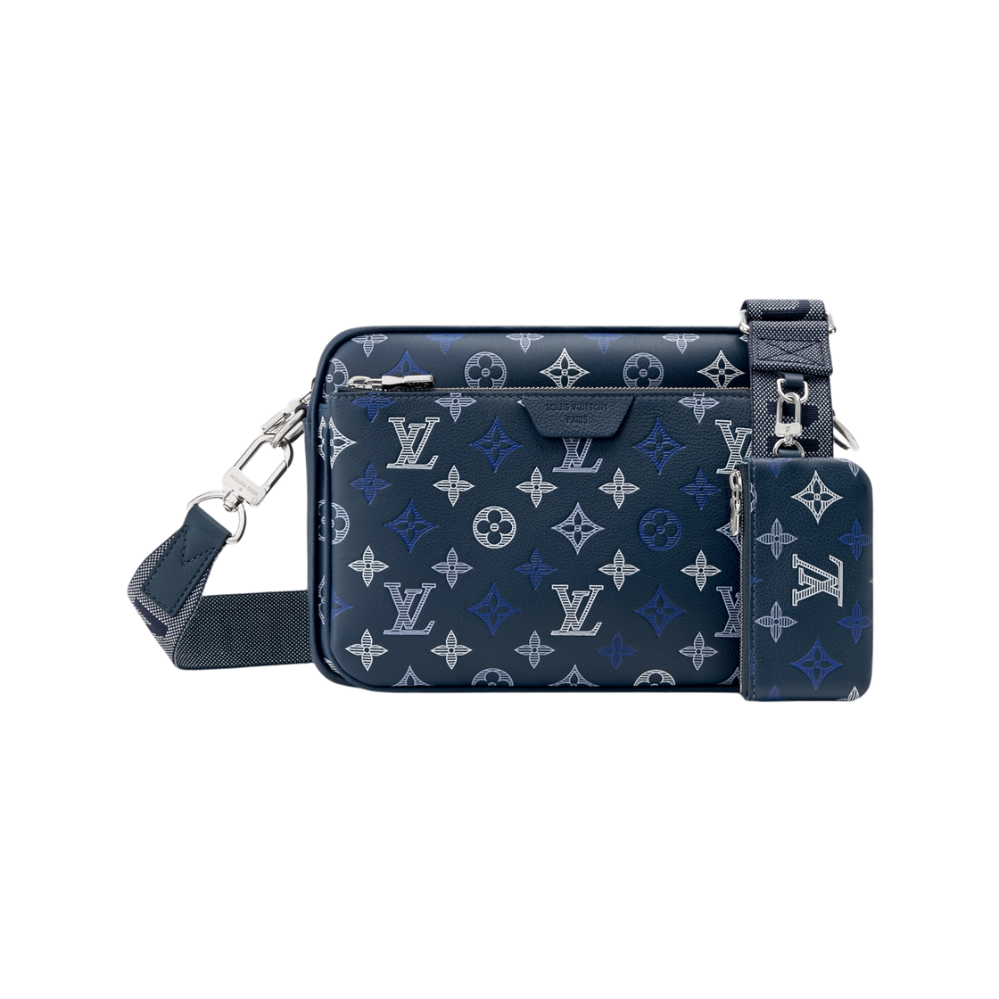 M28618 Louis Vuitton Trio Messenger Monogram Shadow Navy Blue