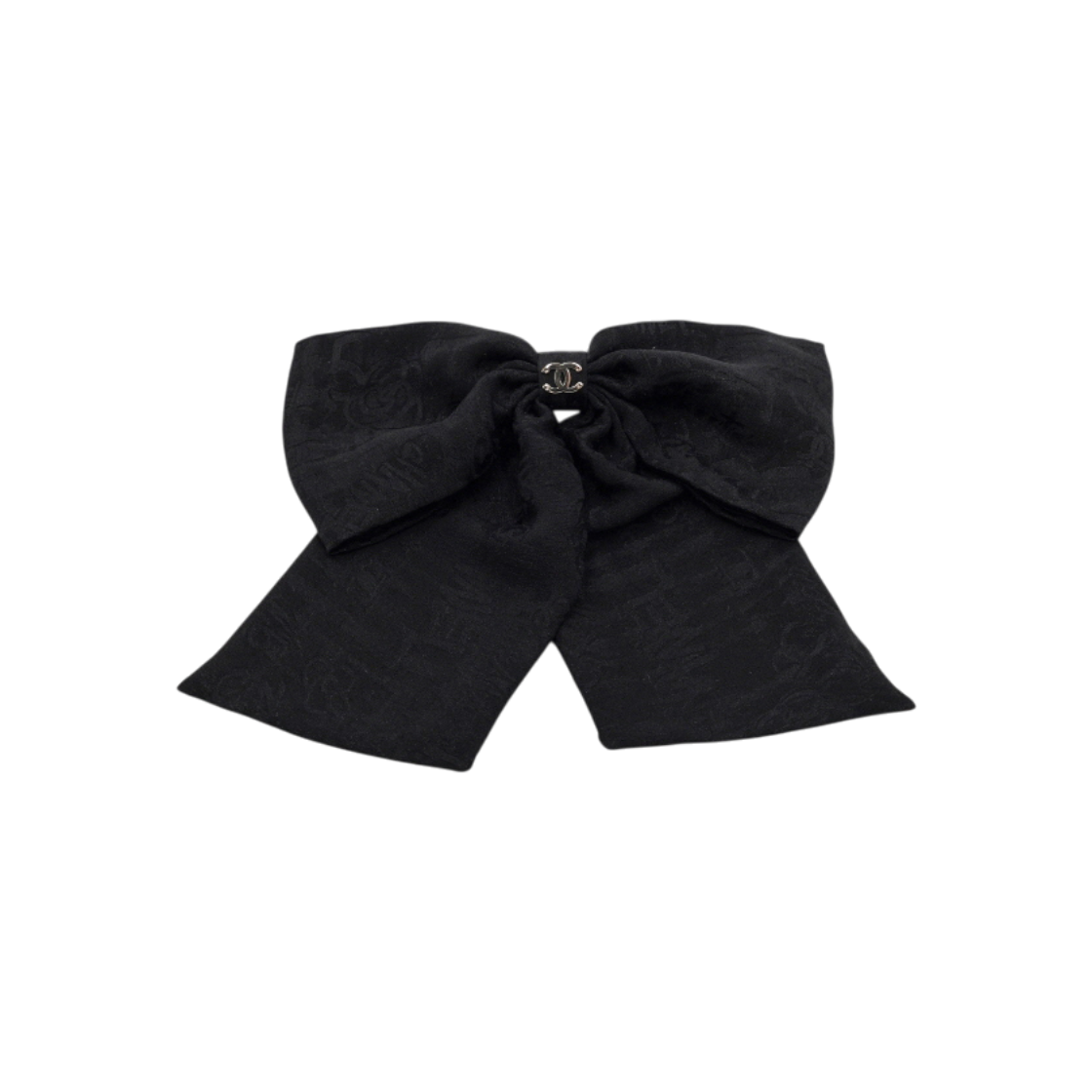ITEF3PQ8LW6B Chanel 24S Gold CC Black Silk Ribbon Hairpin Headband