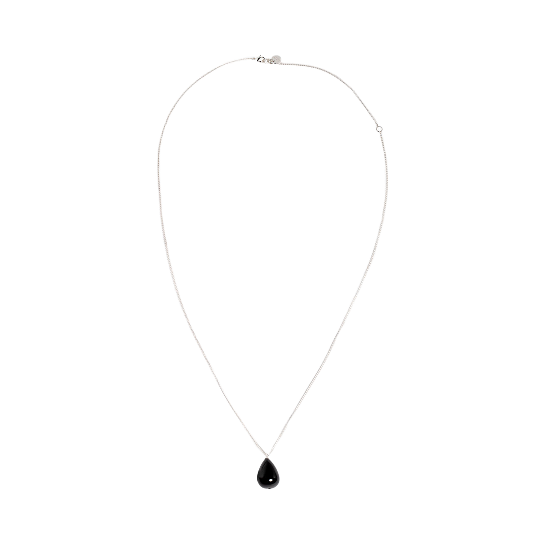 L261MNK080 lovememonster Bold Onyx Drop Long Chain Necklace SILVER