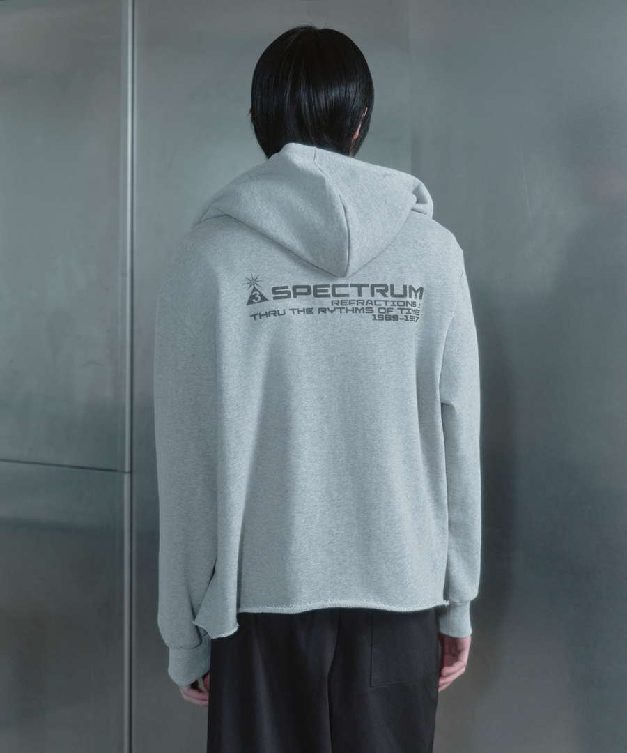 키류 컷 오프 후드 집업 멜란지 그레이(kiryu Cut Off Hoodie Zip Up Melange Gray) - 4