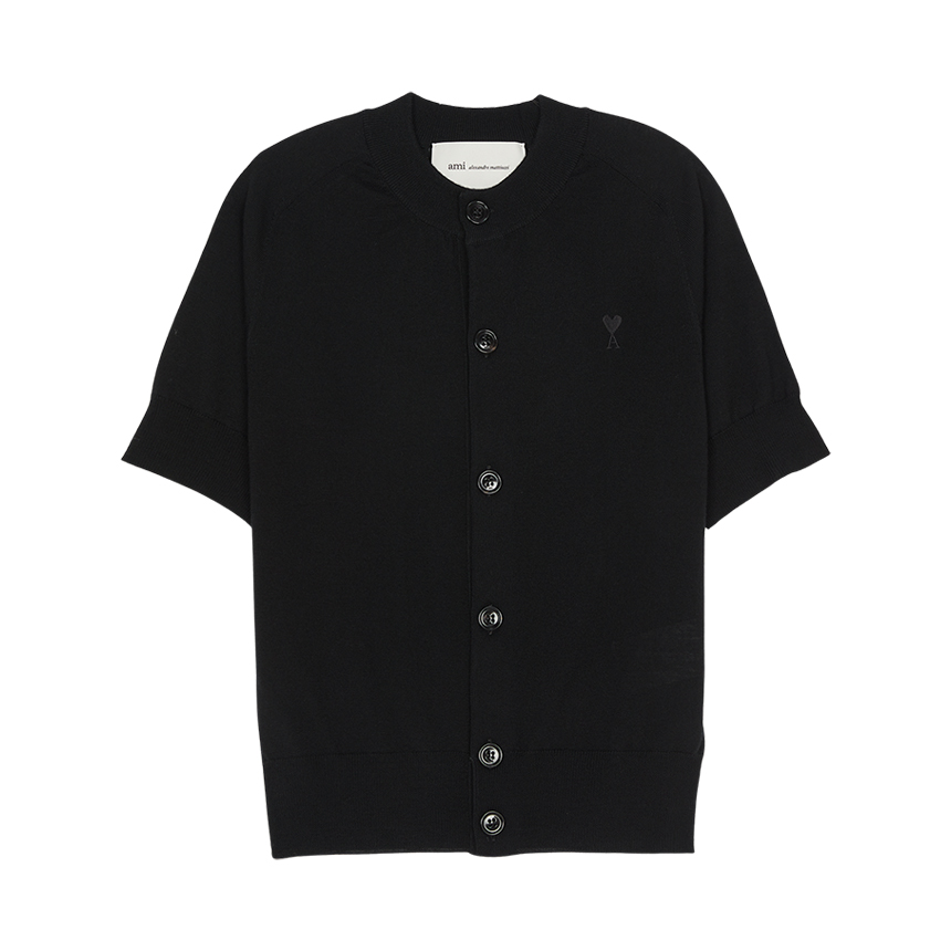 [15% 쿠폰] 아미 블랙 울 숏슬리브 아미 드 하트 가디건 블랙([15% 쿠폰] AMI Black Wool Short Sleeves Ami De Coeur Cardigan Black) - 5