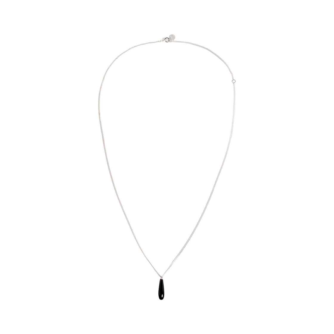 L261MNK090 lovememonster Slim Onyx Drop Long Chain Necklace SILVER