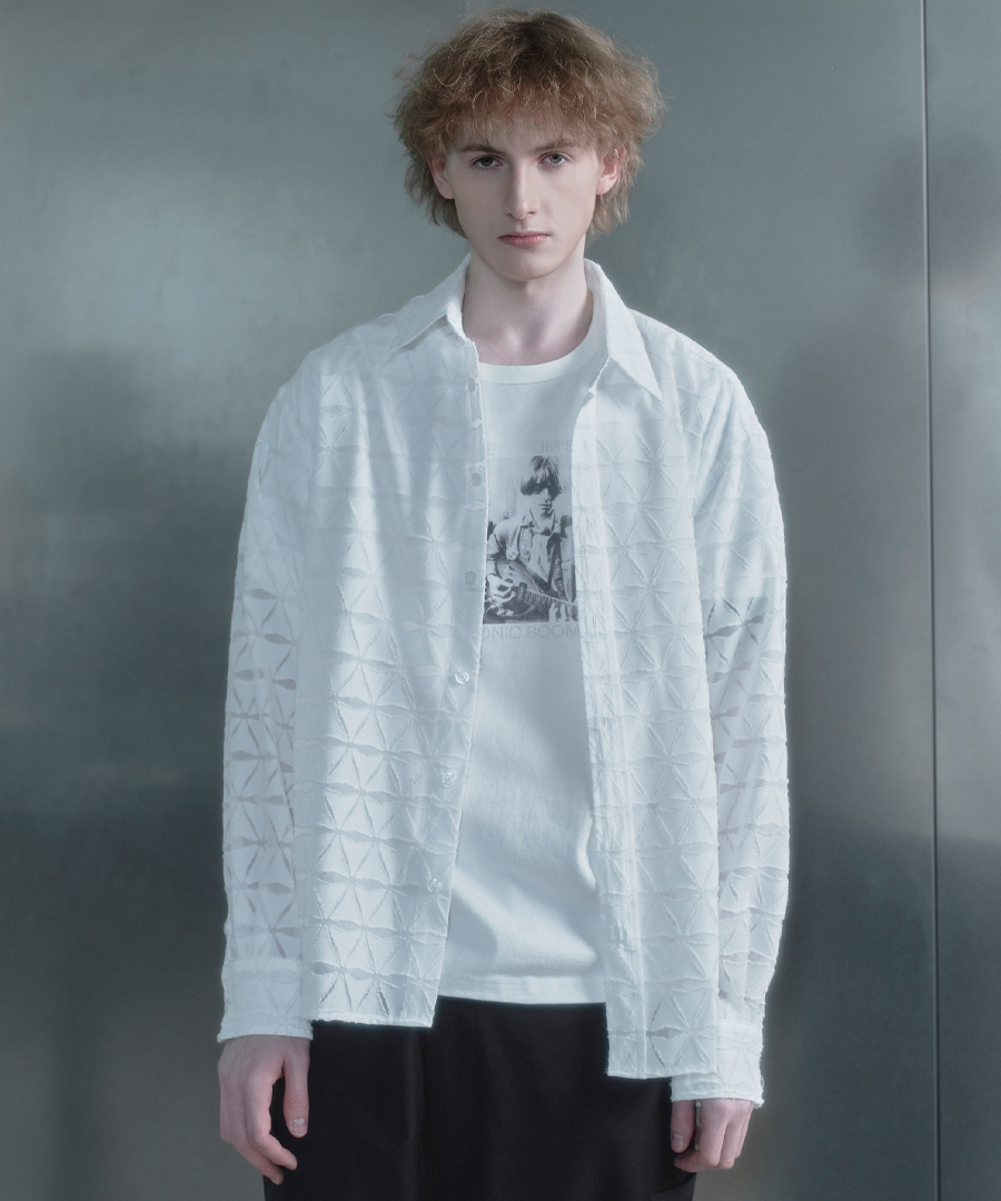 키류 프리즘 컷 오프 셔츠 화이트(kiryu Prism Cut Off Shirt White) - 2