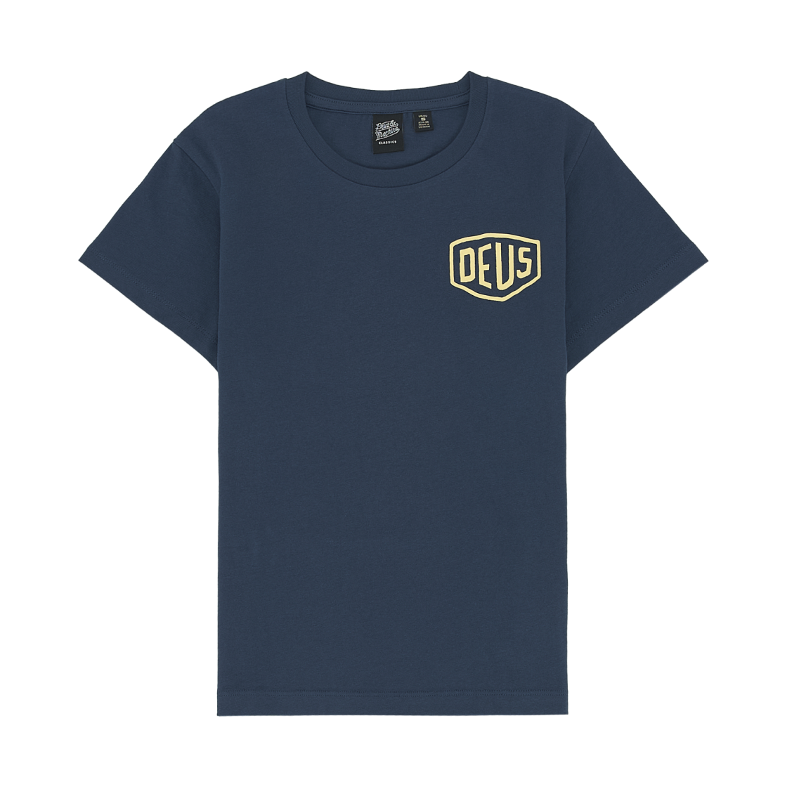 (W) 데우스 엑스 마키나 서울 컬리지 어드레스 티셔츠 네이비((W) Deus Ex Machina Seoul College Address T-Shirt Navy)