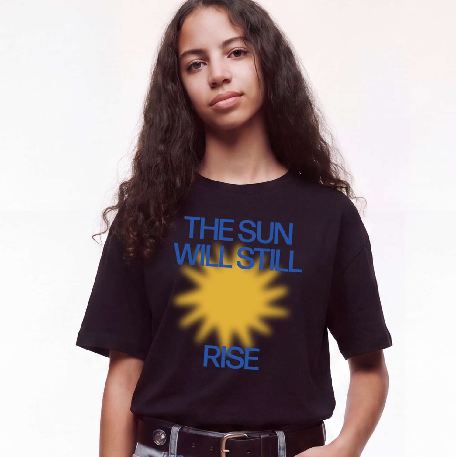 GILDAN X Summer Sun Rise T-Shirt Black 착용 스타일