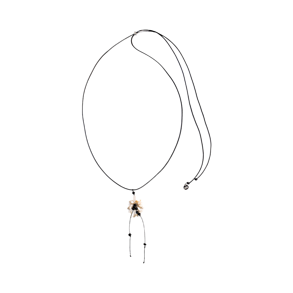L261MNK200 lovememonster Full Bloom Flower Long Strap Necklace BLACK