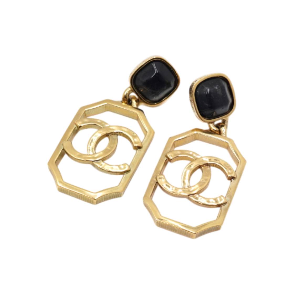 IT7VK8DEU6WG Chanel 20S Gold CC Logo Stone Drop Earrings