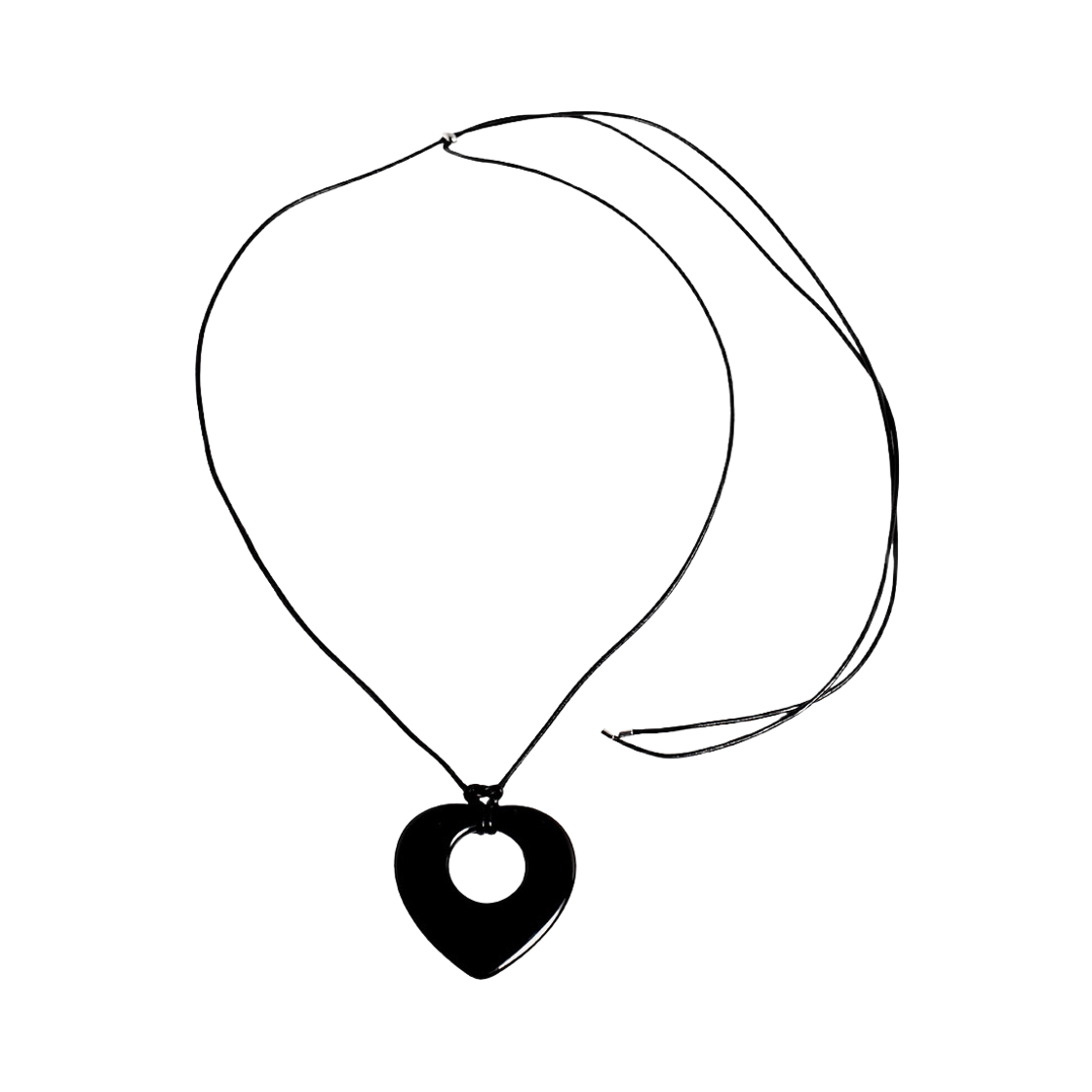 L261MNK170 lovememonster Big Love Long Leather Necklace BLACK