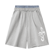 SLEEKGLOW Check Layered Bermuda Pants Gray