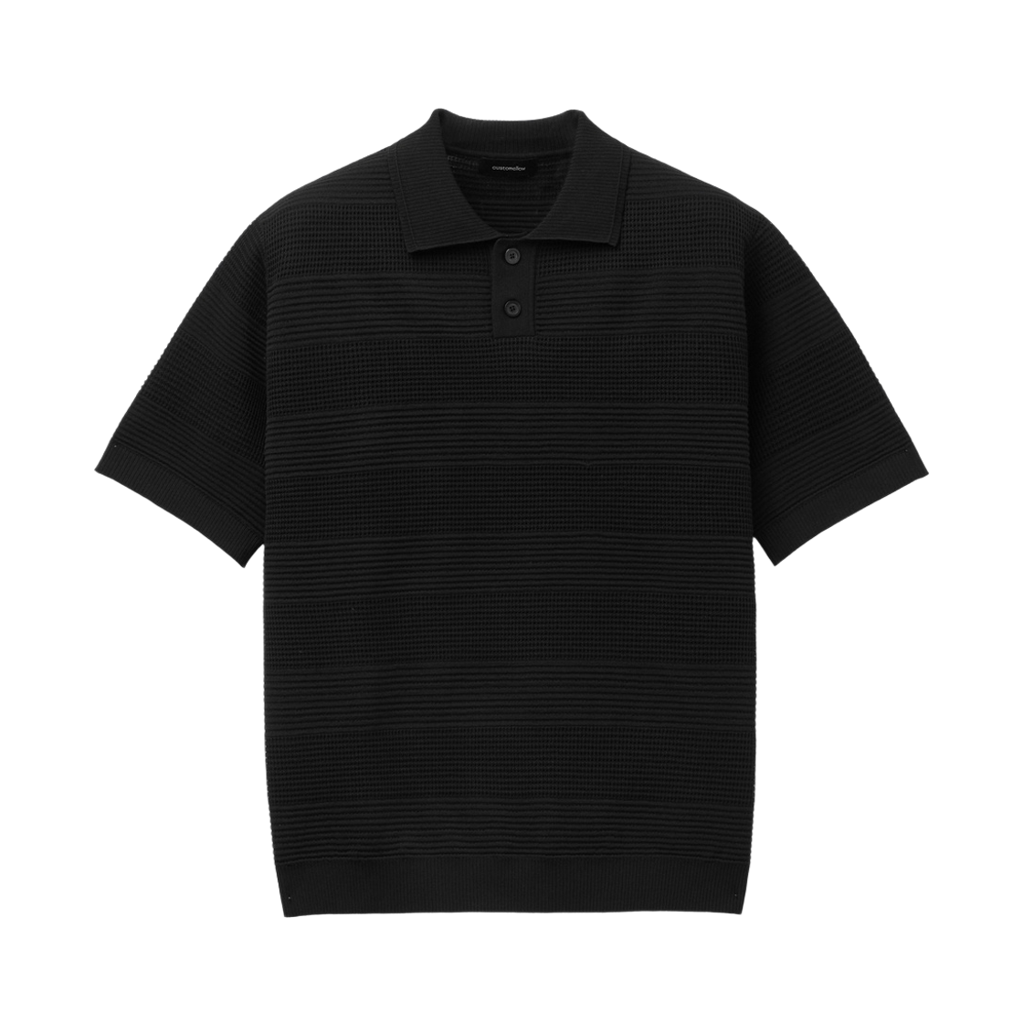 CWWAM26411BKX Customellow Stripe Textured Collar Sweater Black