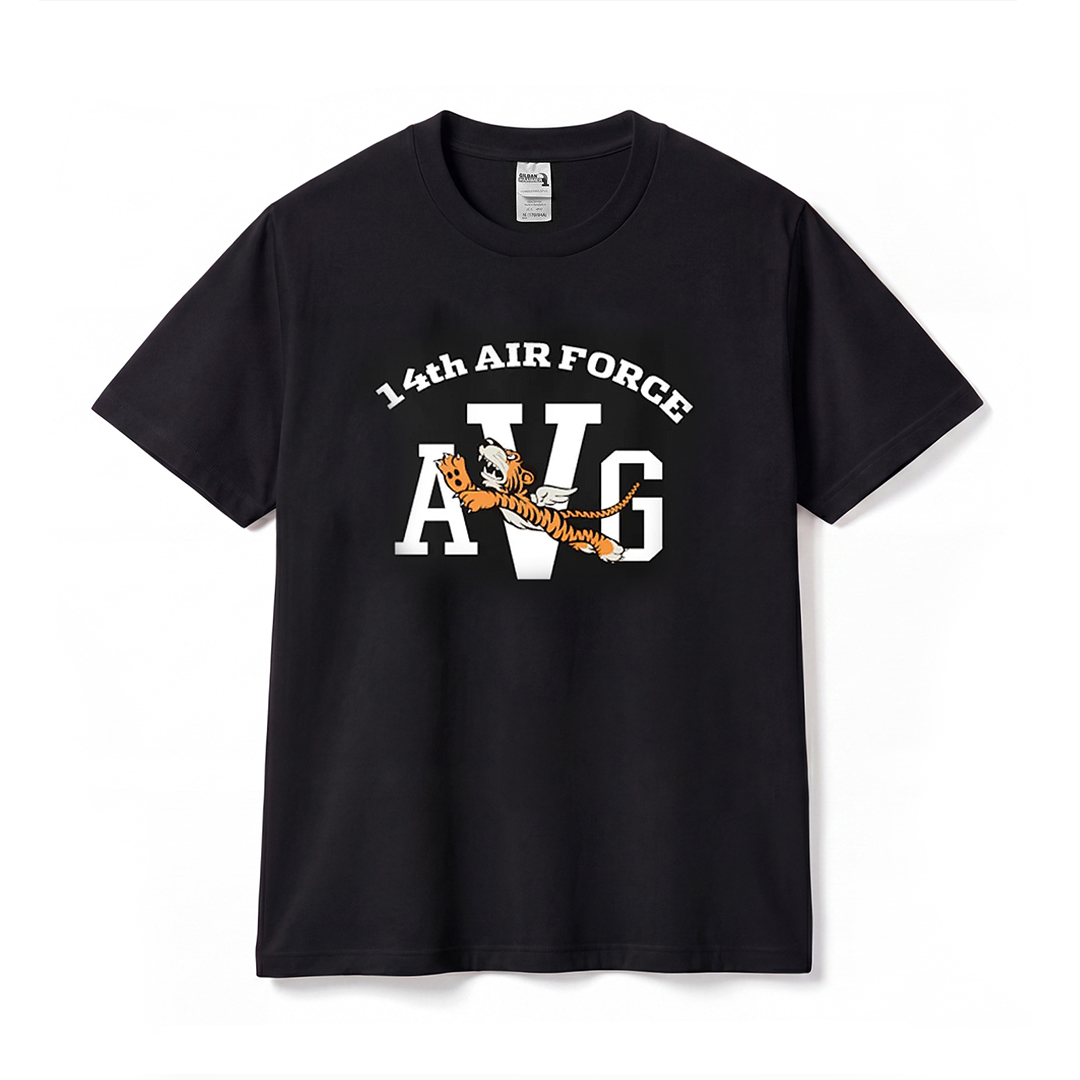Gildan X 아메리칸 컬렉션 AVG 타이거 티셔츠 블랙