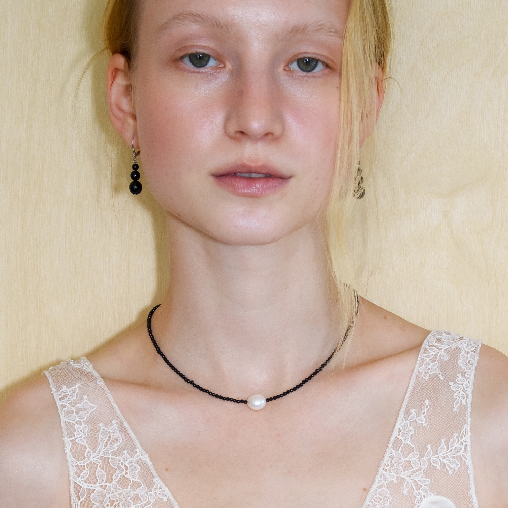 러브미몬스터 천연 원석과 진주 목걸이 블랙(lovememonster Natural Gem And Pearl Necklace BLACK) - 4