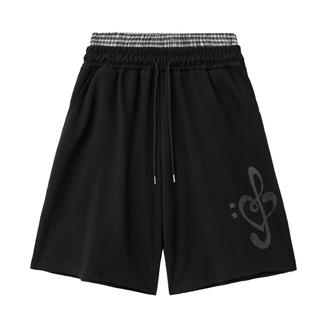 슬릭글로우 체크 레이어드 버뮤다 팬츠 블랙(SLEEKGLOW Check Layered Bermuda Pants Black)