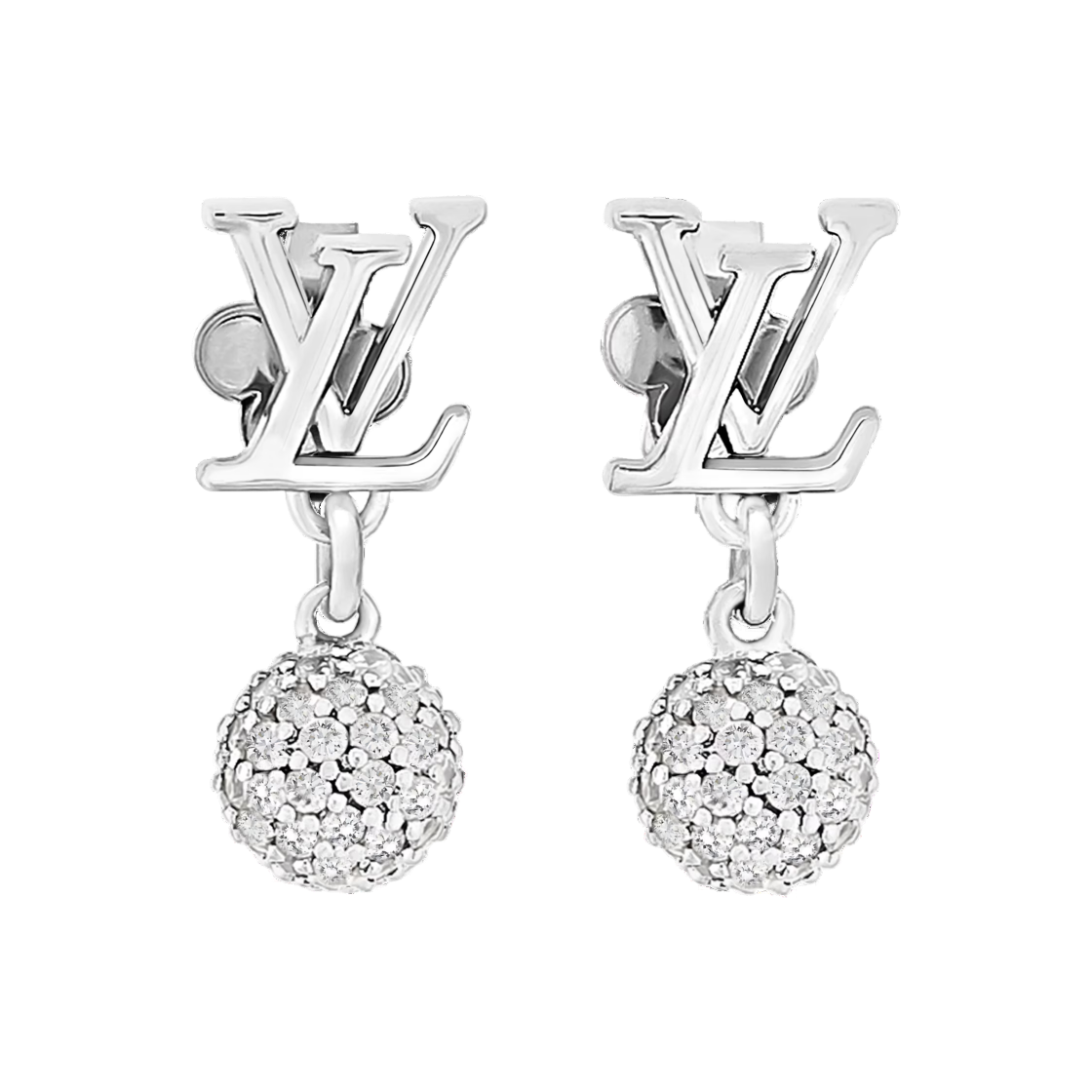 M03242 (W) Louis Vuitton LV Iconic Louisa Strass Earrings Palladium
