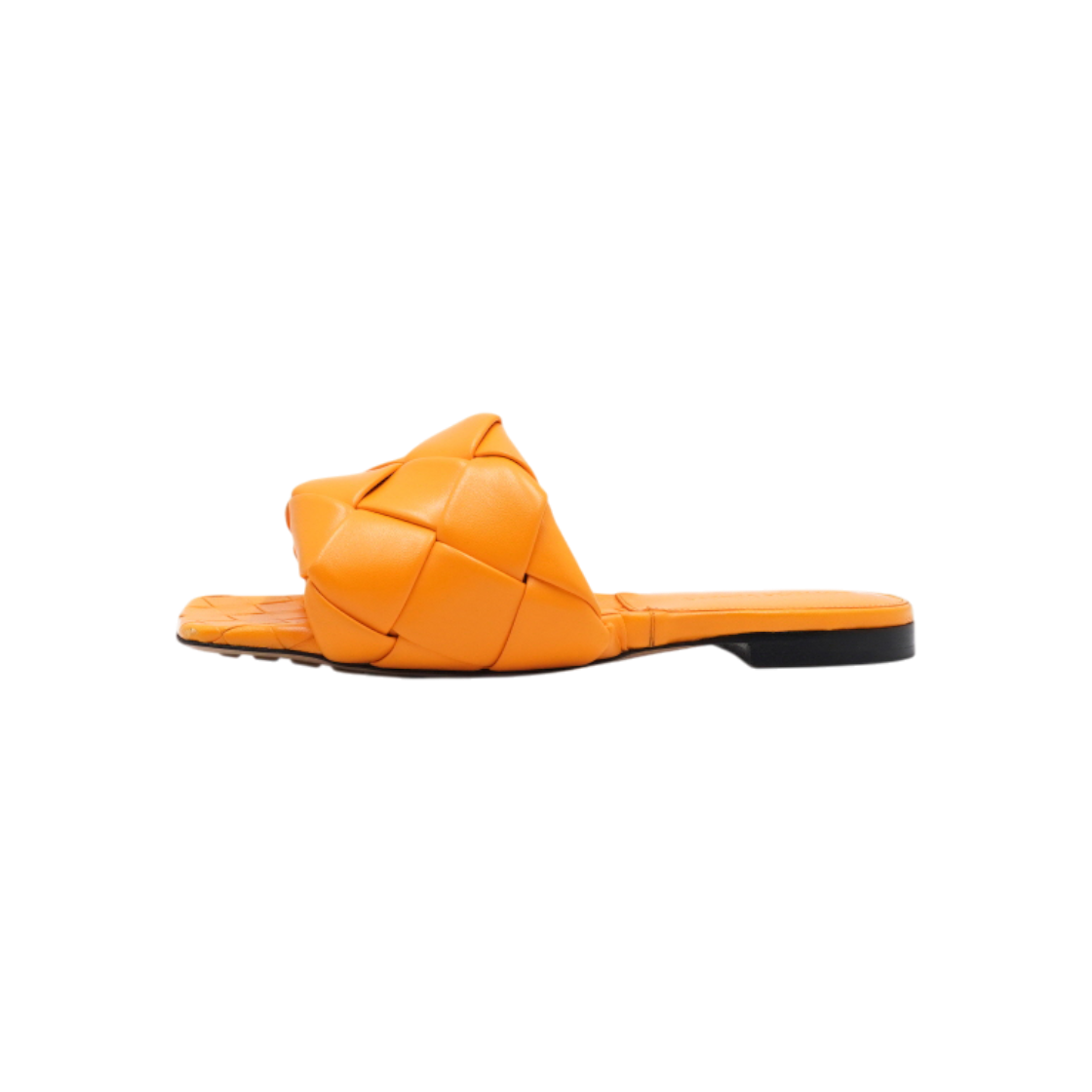 IT7EA4C2JF5K Bottega Veneta Orange Intrecciato Lambskin Flat Sandals