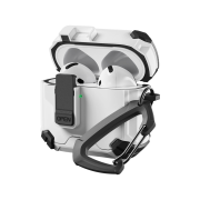 SINJIMORU AirPods Armorlock Case Anti-loss Locking Bumper Case + Carabiner Keyring White AirPods 4 Pro 3 2 1st Gen