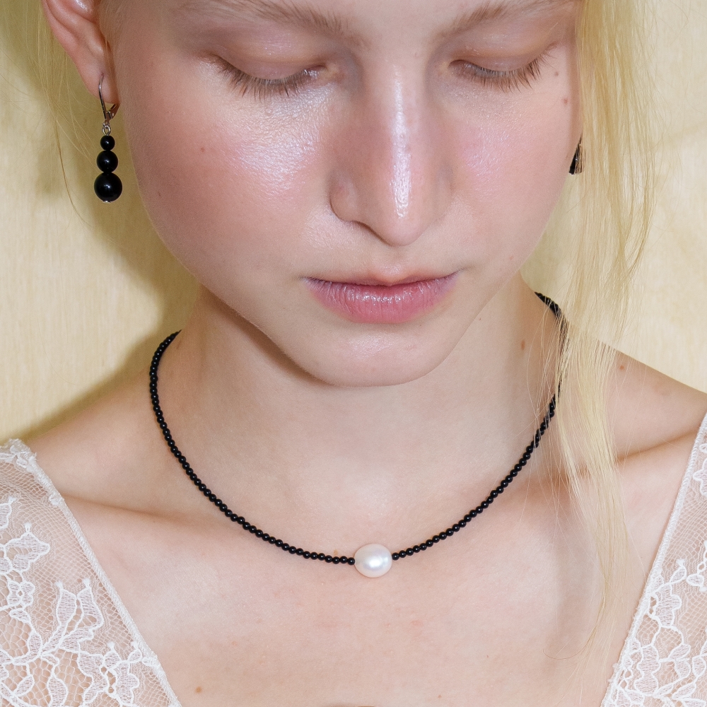 러브미몬스터 천연 원석과 진주 목걸이 블랙(lovememonster Natural Gem And Pearl Necklace BLACK) - 3
