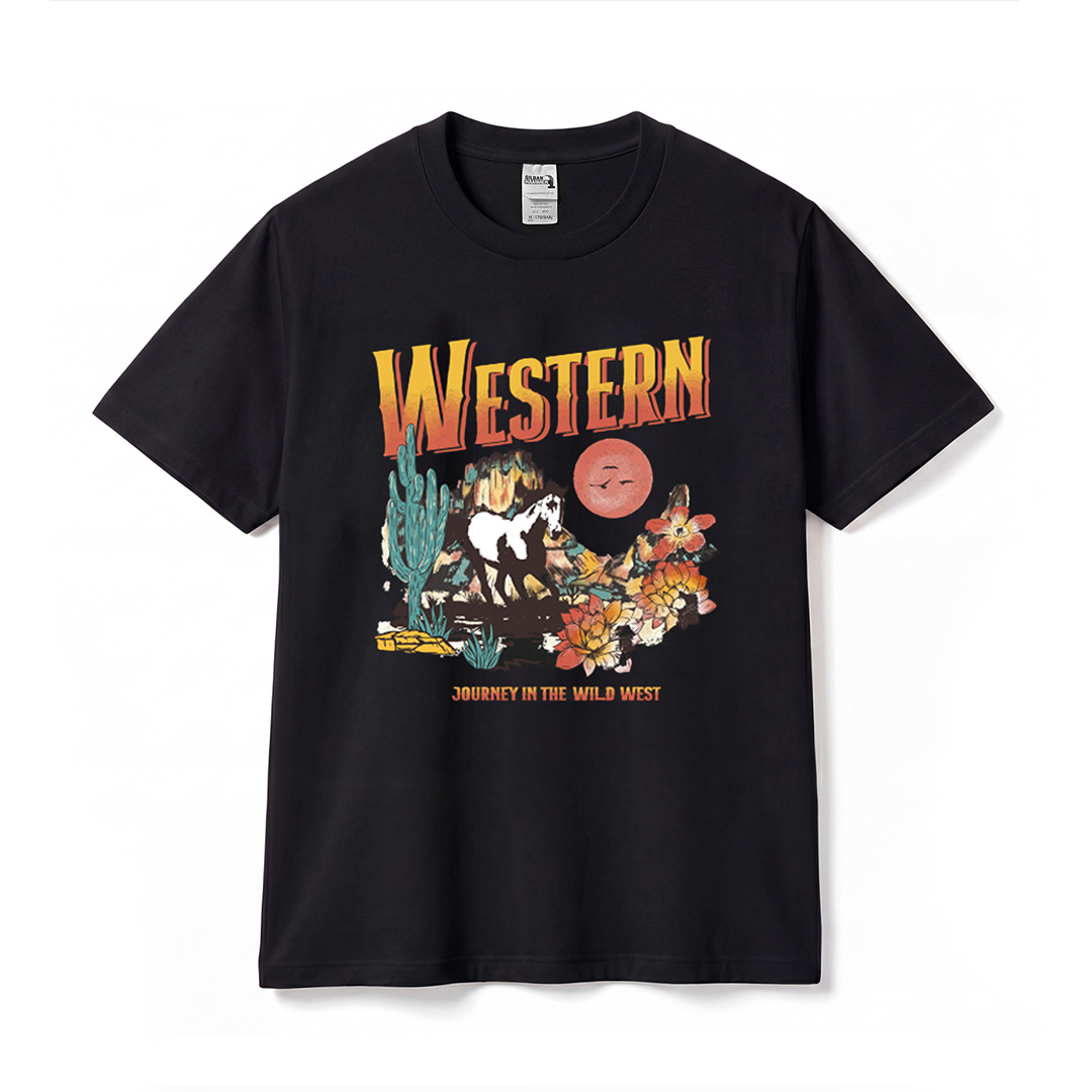 Gildan X 아메리칸 컬렉션 웨스턴 티셔츠 블랙