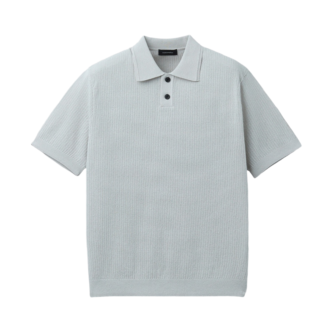 CWWAM26412GYL Customellow Textured Classic Collar Sweater Light Gray