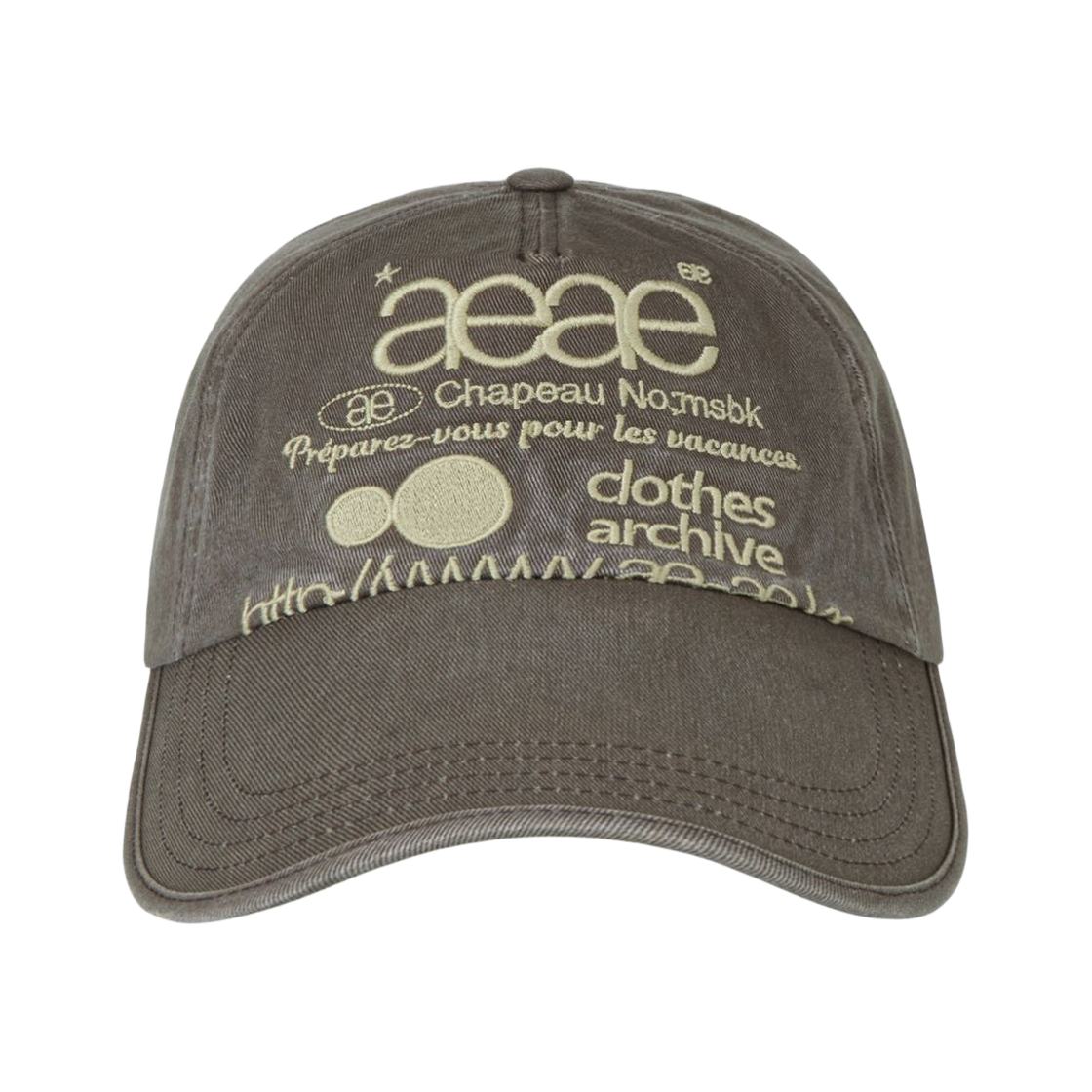 - Aeae Web Logo Washed 5 Pannel Ball Cap Brown