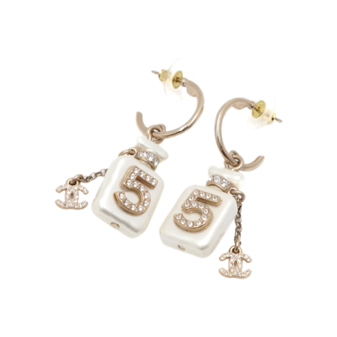 ITFTKVNCG5IR Chanel 22 Season Crystal Perfume Pearl Mini CC No. 5 Earrings
