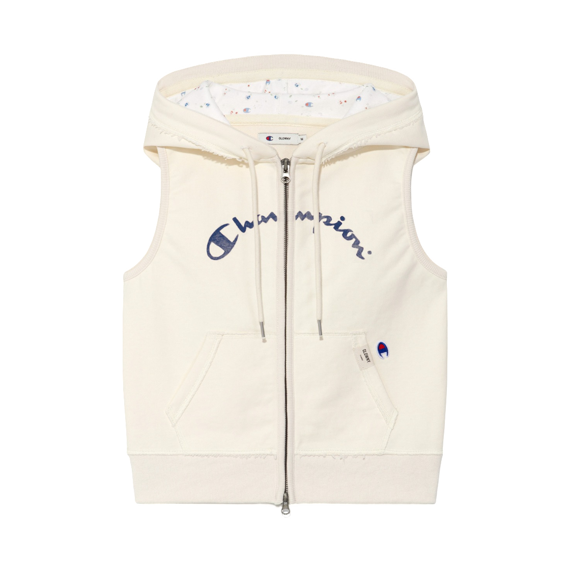 (W) 글로니 x 챔피온 스웨트 베스트 후드 크림((W) Glowny x Champion Sweat Vest Hoodie Cream)