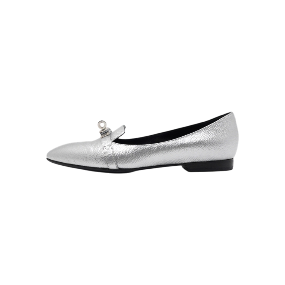 에르메스 메탈릭 실버 레더 페가세 미니 켈리 여성 플랫슈즈aa64030(Hermes Metallic Silver Leather Pegasus Mini Kelly Flats) - 1