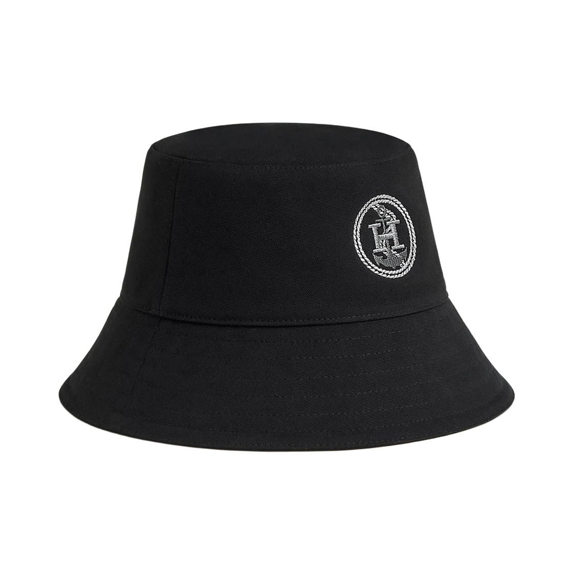H261045N02 (W) Hermes Milo H Ancre Bucket Hat Cotton Canvas & Noir