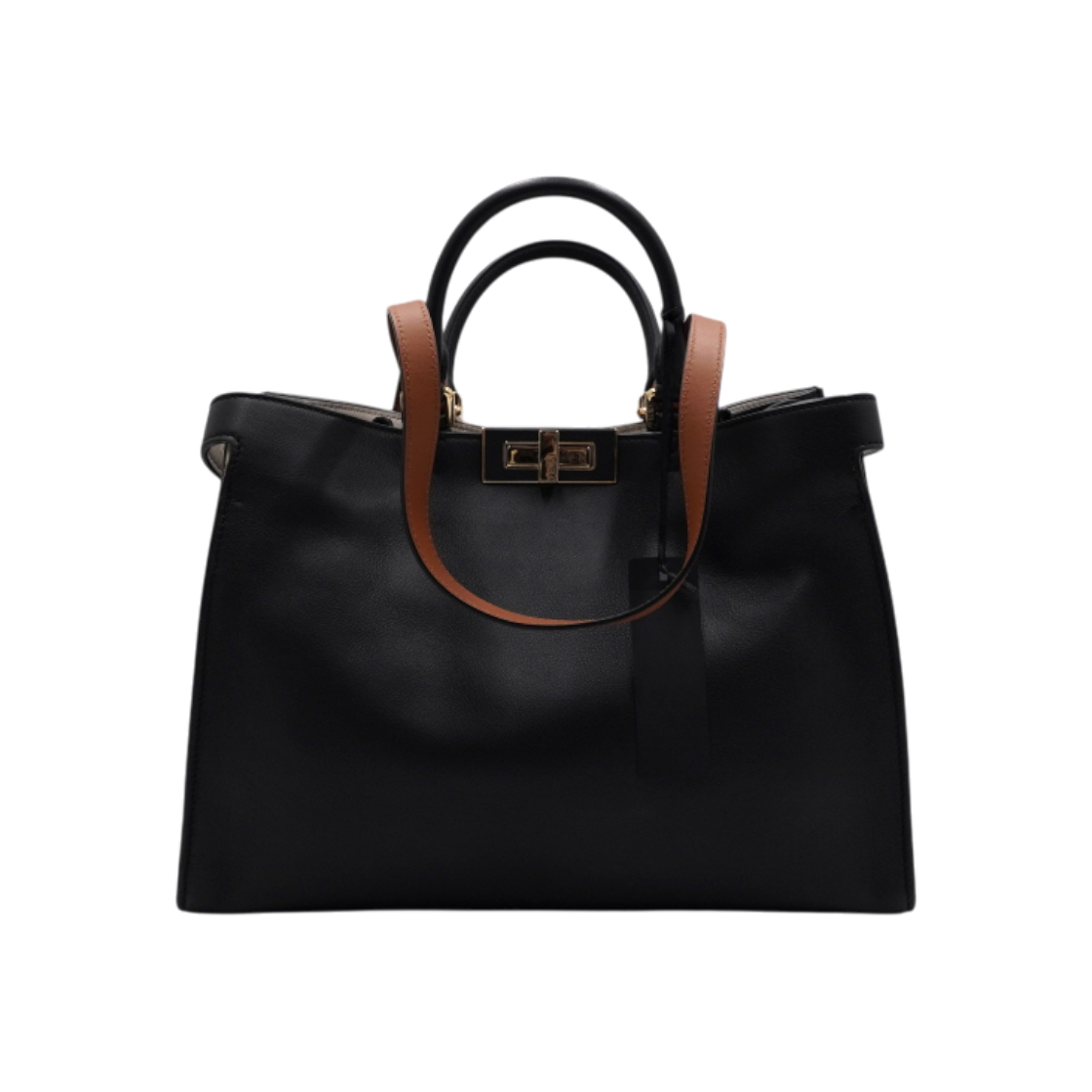 ITIRQCIQBARN Fendi Black Leather Peekaboo X-Tote Small Tote & Shoulder Bag