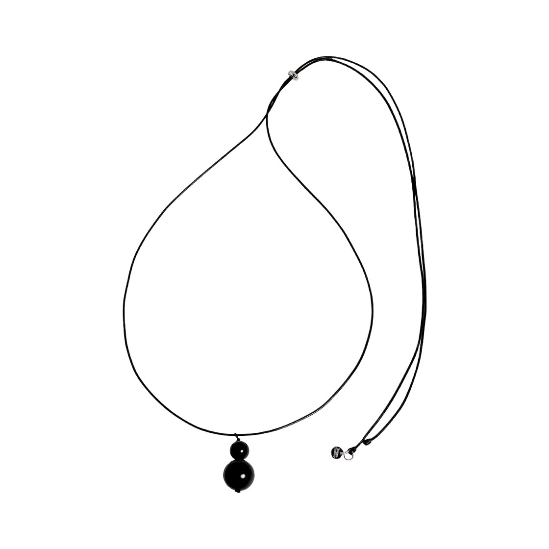 L261MNK180 lovememonster Two Ball Onyx Long Strap Necklace BLACK