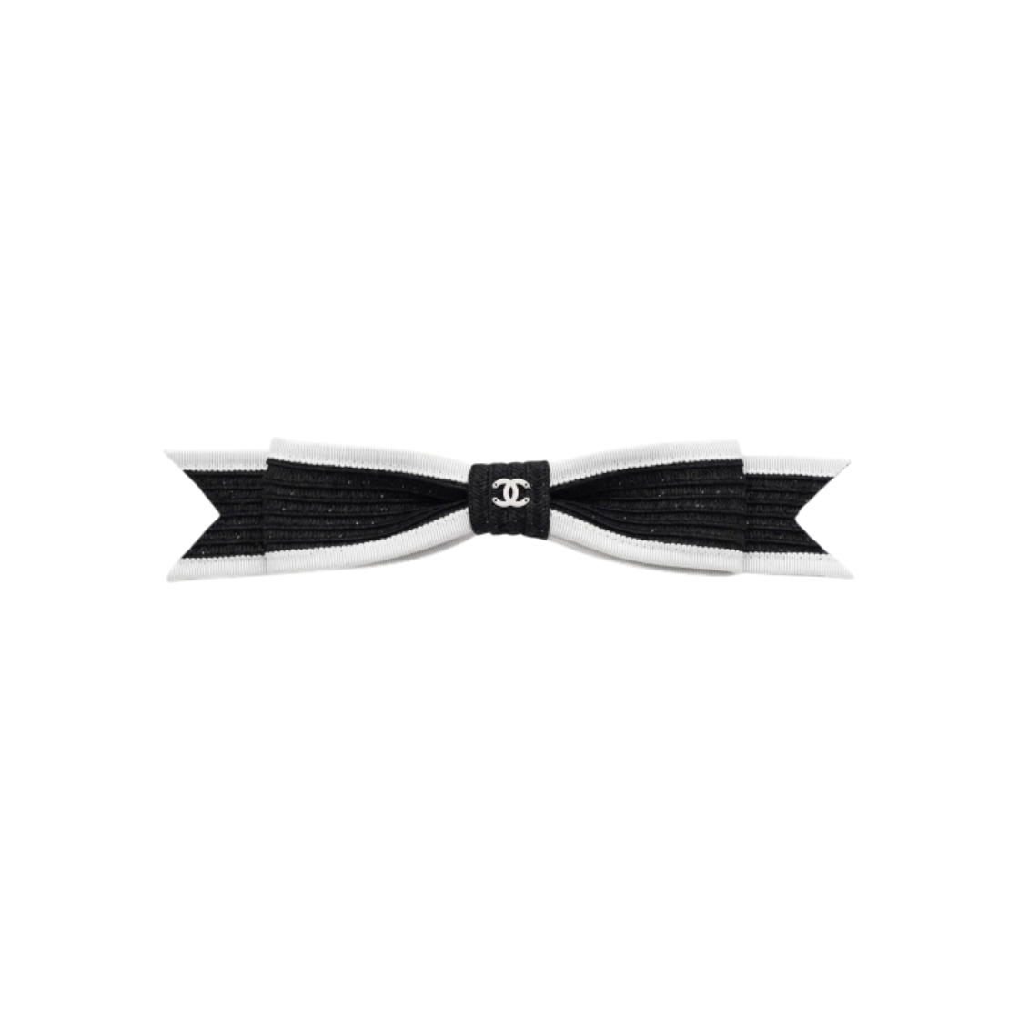 ITC48M6C2Q87 Chanel 22SS CC Ceramic Rattan Black & White Hair Clip