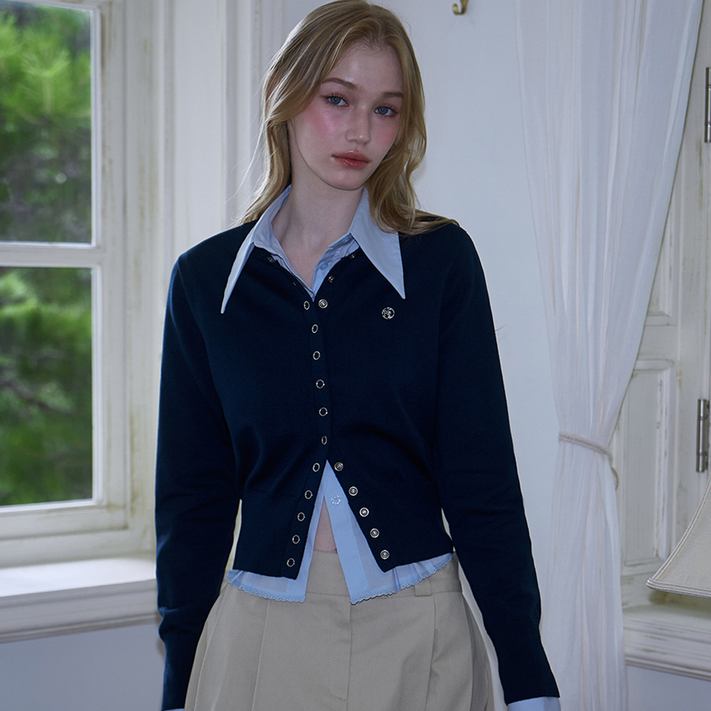 로제프란츠 아일렛 라운드 가디건 네이비(Rosefrantz Eyelet Round Cardigan [Navy]) - 2