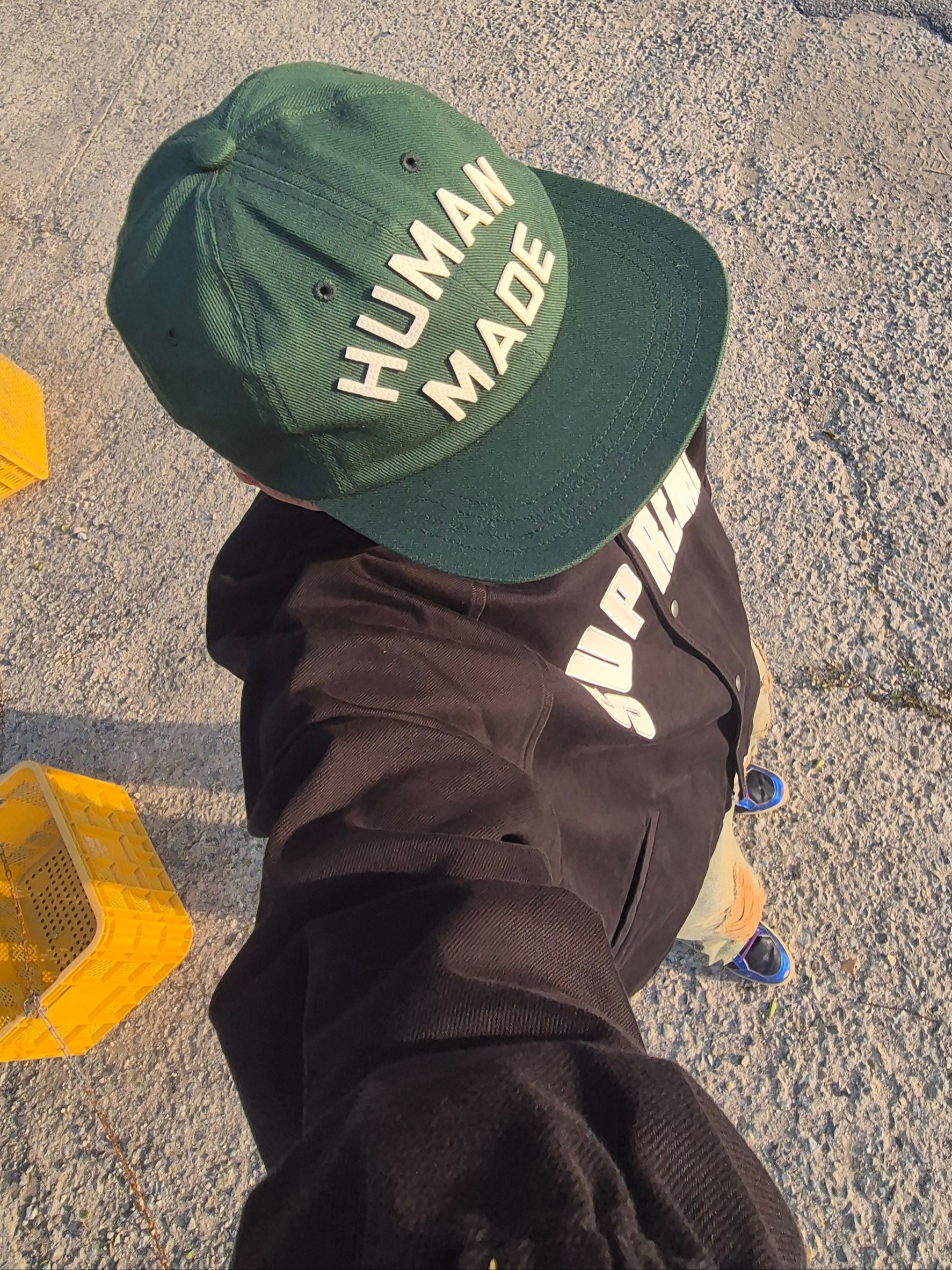 Supreme Arc Denim Coaches Jacket Black - 25SS, Human Made Baseball Cap Green 착용 스타일 - 4